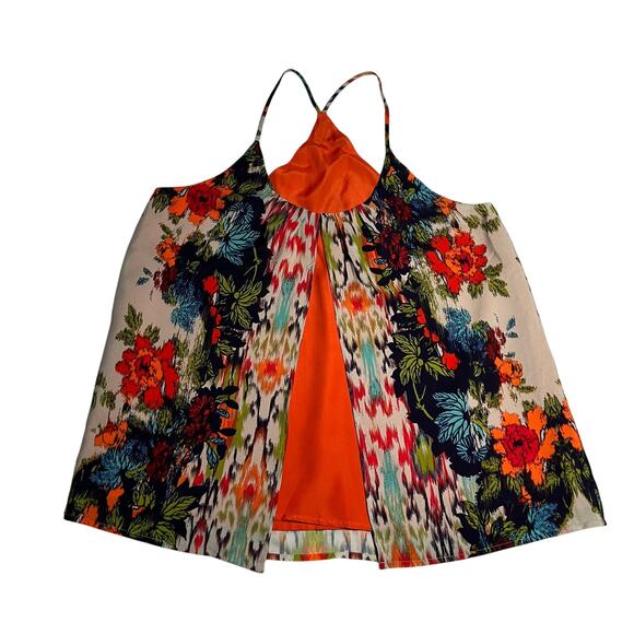 Women's Sleeveless Scoop Neck Floral Print Tank Top Size Small Festival Colorful - Picture 1 of 6